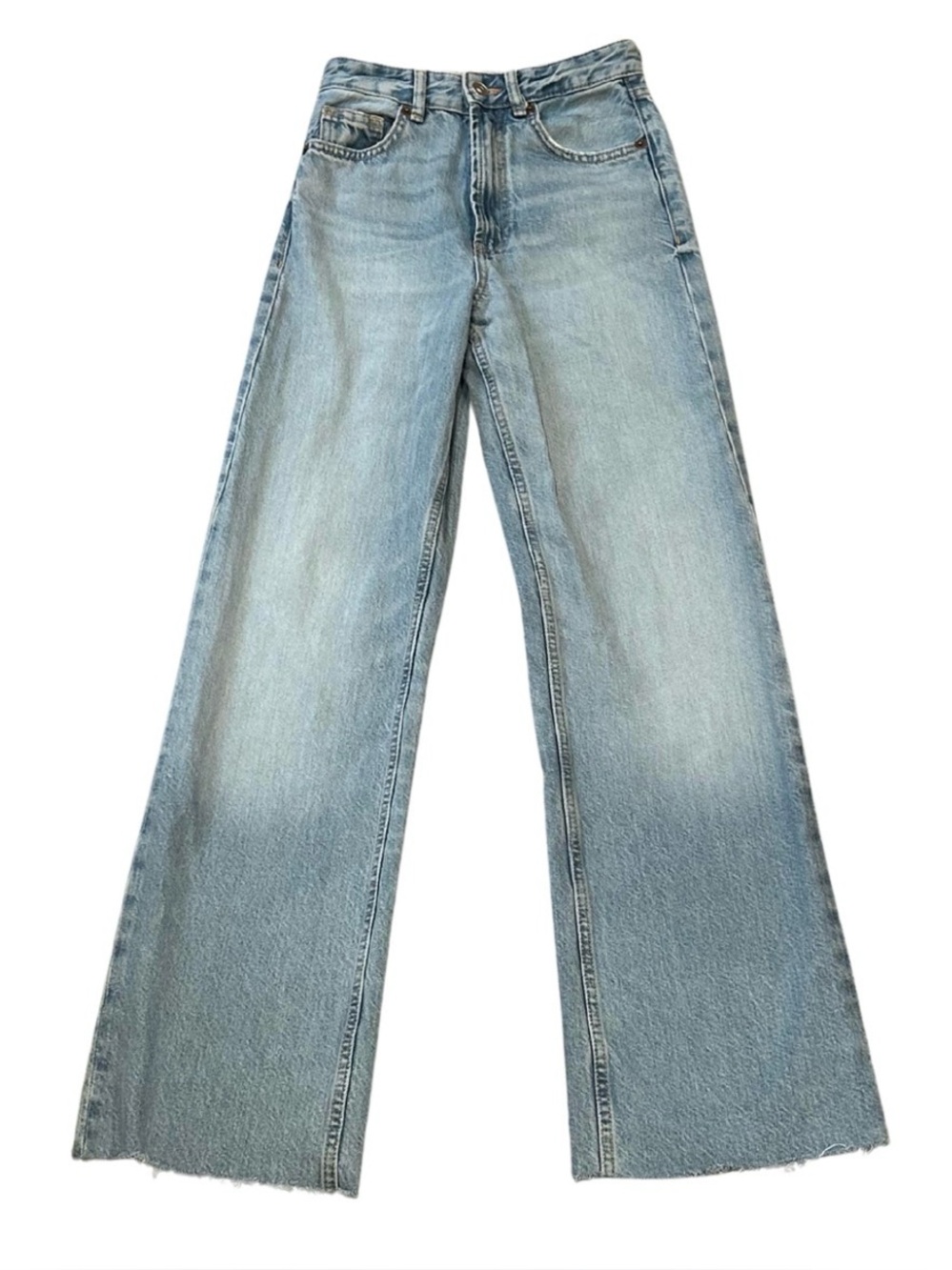 Zara High Rise Wide Leg Jeans | Light Wash | Size 0 (W24)
